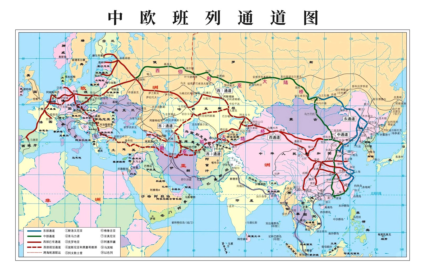 China-Europe Railway Express route map
